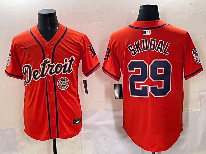 Men 2025 Detroit Tigers #29 Skubal Orange Fashion Nike MLB Jersey style 7157